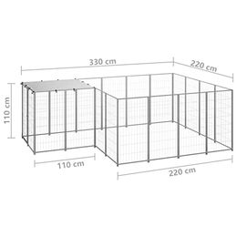vidaXL Hundezwinger Hundehütte aus Metall in Silber wasserdicht – Bild 1 von 2