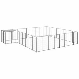 vidaXL Hundezwinger Hundehütte aus Metall Schwarz wasserdicht – Bild 1 von 11
