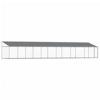 Produktbild von vidaXL Hundezwinger Hundehütte aus verzinktem Metall mit Dach und Tür in Grau