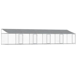 vidaXL Hundezwinger Hundehütte aus verzinktem Metall mit Dach und Türen Grau 10x2x2 m – Bild 1 von 9