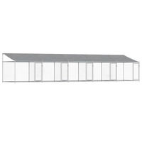 Produktbild von vidaXL Hundezwinger Hundehütte aus verzinktem Metall mit Dach und Türen Grau 10x2x2 m