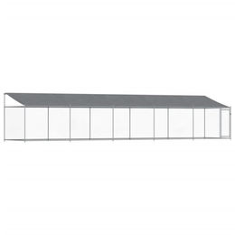 vidaXL Hundezwinger Hundehütte aus verzinktem Stahl mit Dach und Tür in Grau – Bild 1 von 8