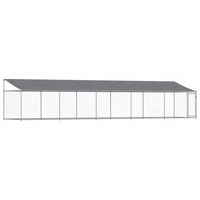 Produktbild von vidaXL Hundezwinger Hundehütte aus verzinktem Stahl mit Dach und Tür in Grau