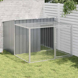 Vidaxl Hundezwinger mit Auslauf aus Metall in Grau 153x194x110 cm – Bild 1 von 8