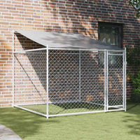 Produktbild von vidaXL Hundezwinger mit Dach und Tür aus verzinktem Metall Grau 2x2x2 m