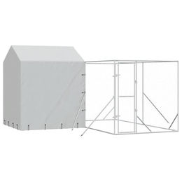 vidaXL Hundezwinger Outdoor Hundehütte aus verzinktem Metall mit wasserdichtem Dach in Silber – Bild 1 von 2
