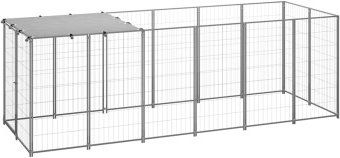 vidaXL Hundezwinger XXL Hundehütte aus Metall mit wasserdichtem Dach in Silber oder Schwarz – Bild 1 von 10