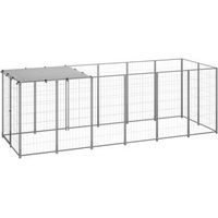 Produktbild von vidaXL Hundezwinger XXL Hundehütte aus Metall mit wasserdichtem Dach in Silber oder Schwarz