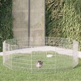 Vidaxl Kaninchenkäfig aus verzinktem Eisen mit 12 Paneelen 54x60 cm Silber – Bild 1 von 2