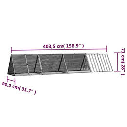 Produktbild von vidaXL Kaninchenkäfig aus verzinktem Metall in Grau 403,5x80,5x71cm
