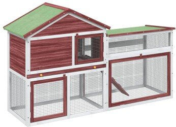 vidaXL Kaninchenstall aus Holz für Kaninchen Meerschweinchen und Enten in Mokka – Bild 1 von 3
