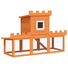 vidaXL Kaninchenstall aus Holz für Kleintiere in Braun und Orange – Bild 1 von 9