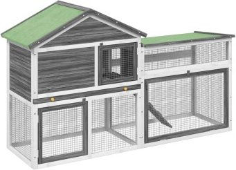 vidaXL Kaninchenstall aus Holz in Grau für Kaninchen Meerschweinchen und Enten – Bild 1 von 3