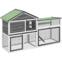 Produktbild von vidaXL Kaninchenstall aus Holz in Grau für Kaninchen Meerschweinchen und Enten