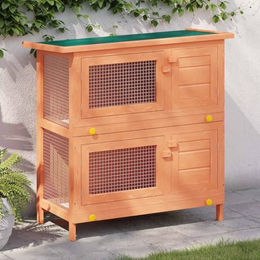 vidaXL Kaninchenstall aus Holz mit 4 Türen für Kleintiere – Bild 1 von 2