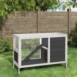 vidaXL Kaninchenstall aus Kiefer Massivholz Grau 103x44x69,5 cm – Bild 1 von 6