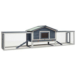 vidaXL Kaninchenstall aus Massivholz in Grau 303 x 60 x 86 cm – Bild 1 von 8