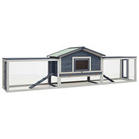 Produktbild von vidaXL Kaninchenstall aus Massivholz in Grau 303 x 60 x 86 cm