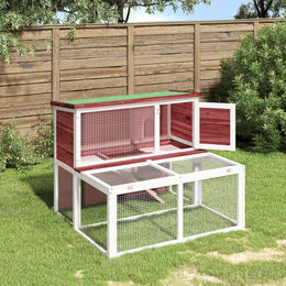 vidaXL Kaninchenstall aus Massivholz Kiefer in Mokka 102x90x84,5 cm – Bild 1 von 6
