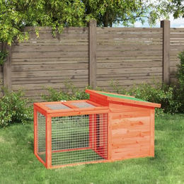 vidaXL Kaninchenstall aus Massivholz mit Nistkasten und Freilaufgehege für Kaninchen Meerschweinchen und Enten in Braun und Natur 100,5x54x55cm – Bild 1 von 5