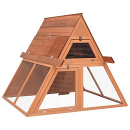 vidaXL Kaninchenstall aus Massivholz Tanne Braun 152x127x109,5cm für Kaninchen und Hühner – Bild 1 von 13