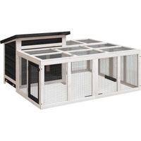 Produktbild von vidaXL Kaninchenstall mit Freilaufgehege und Nistkasten aus Kiefer Massivholz 144 x 123 x 68 cm Grau