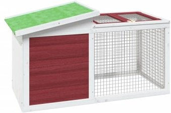 vidaXL Kaninchenstall mit Freilaufgehege und Nistkasten aus Massivholz Kiefer in Braun – Bild 1 von 9