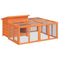 Produktbild von vidaXL Kaninchenstall mit Nistkasten und Freilaufgehege aus Kiefer Massivholz Braun 144x123x67,5 cm