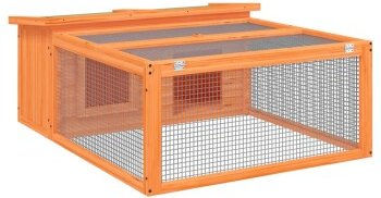 vidaXL Kaninchenstall mit Nistkasten und Freilaufgehege aus Kiefer Massivholz für Kaninchen Meerschweinchen und Enten Braun – Bild 1 von 5