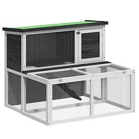 Produktbild von vidaXL Kaninchenstall mit Nistkasten und Freilaufgehege aus Kiefer Massivholz in Grau