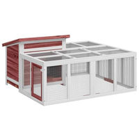 Produktbild von vidaXL Kaninchenstall mit Nistkasten und Freilaufgehege aus Massivholz Kiefer für Kaninchen und Kleintiere in Grau und Braun