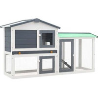 Produktbild von vidaXL Kaninchenstall und Meerschweinchenkäfig aus Holz Grau Weiß 145x45x84cm