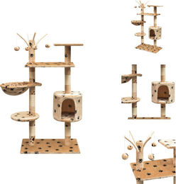 vidaXL Katzen-Kratzbaum 125 cm Beige mit Pfoten-Aufdruck – Bild 1 von 1