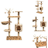 Produktbild von vidaXL Katzen-Kratzbaum 125 cm Beige mit Pfoten-Aufdruck