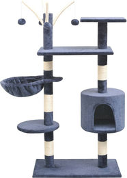 vidaXL Katzen-Kratzbaum aus Plüsch und Seil in Blau 125 cm – Bild 1 von 4