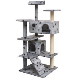 vidaXL Katzen-Kratzbaum aus Plüsch und Seil in Grau mit 125 cm Höhe – Bild 1 von 3