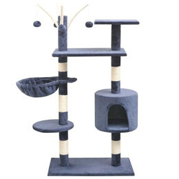 vidaXL Katzen Kratzbaum aus Plüsch in Dunkelblau 125cm – Bild 1 von 5