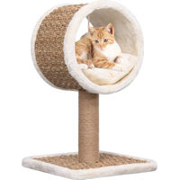 Produktbild von vidaXL Katzen-Kratzbaum aus Seegras mit Tunnel und Spielzeug in Beige 56 cm