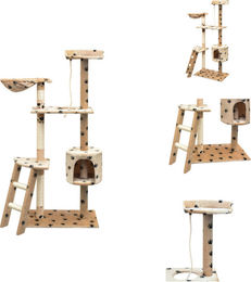vidaXL Katzen-Kratzbaum aus Sisal in Beige mit Pfoten-Aufdruck 150 cm – Bild 1 von 1