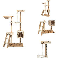 Produktbild von vidaXL Katzen-Kratzbaum aus Sisal in Beige mit Pfoten-Aufdruck 150 cm