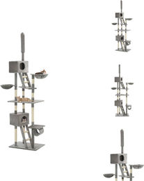 vidaXL Katzen-Kratzbaum aus Sisal in Grau mit verstellbarer Höhe 230 - 260 cm – Bild 1 von 1