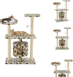 vidaXL Katzen-Kratzbaum aus Sisal mit Pfoten-Aufdruck in Beige 95 cm – Bild 1 von 1