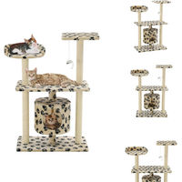 Produktbild von vidaXL Katzen-Kratzbaum aus Sisal mit Pfoten-Aufdruck in Beige 95 cm