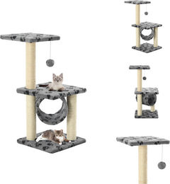 vidaXL Katzen-Kratzbaum aus Sisal mit Pfoten-Muster in Grau 65 cm – Bild 1 von 1