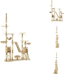vidaXL Katzen-Kratzbaum aus Sisal und Plüsch in Beige mit Pfoten-Aufdruck 240 cm – Bild 1 von 1