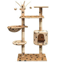 Produktbild von vidaXL Katzen Kratzbaum Beige mit Pfoten-Aufdruck aus Plüsch 125cm