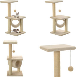 vidaXL Katzen Kratzbaum für Kitten aus Sisal und Plüsch Beige 65 cm – Bild 1 von 1