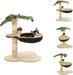 vidaXL Katzen-Kratzbaum mit 50 cm Sisal-Kratzstange aus Plüsch und Spanplatte in Beige und Braun – Bild 1 von 1