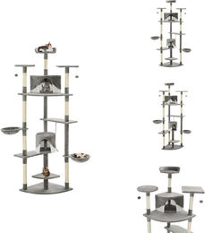 vidaXL Katzen-Kratzbaum mit Sisal-Kratzsäulen 203 cm Grau und Weiß – Bild 1 von 1