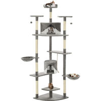 Produktbild von vidaXL Katzen-Kratzbaum mit Sisal-Kratzsäulen 203 cm in Grau und Weiß